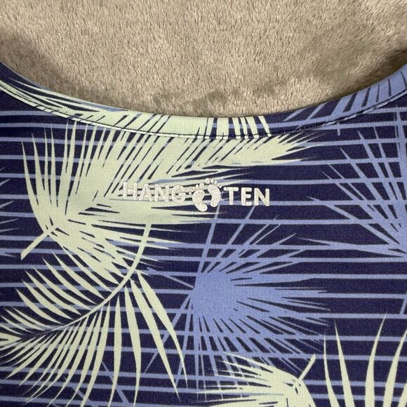 Hang Ten Shirt Women's 2XL Blue Palm Stripe Sun Protect Long Sleeve Rash Guard - Picture 4 of 8